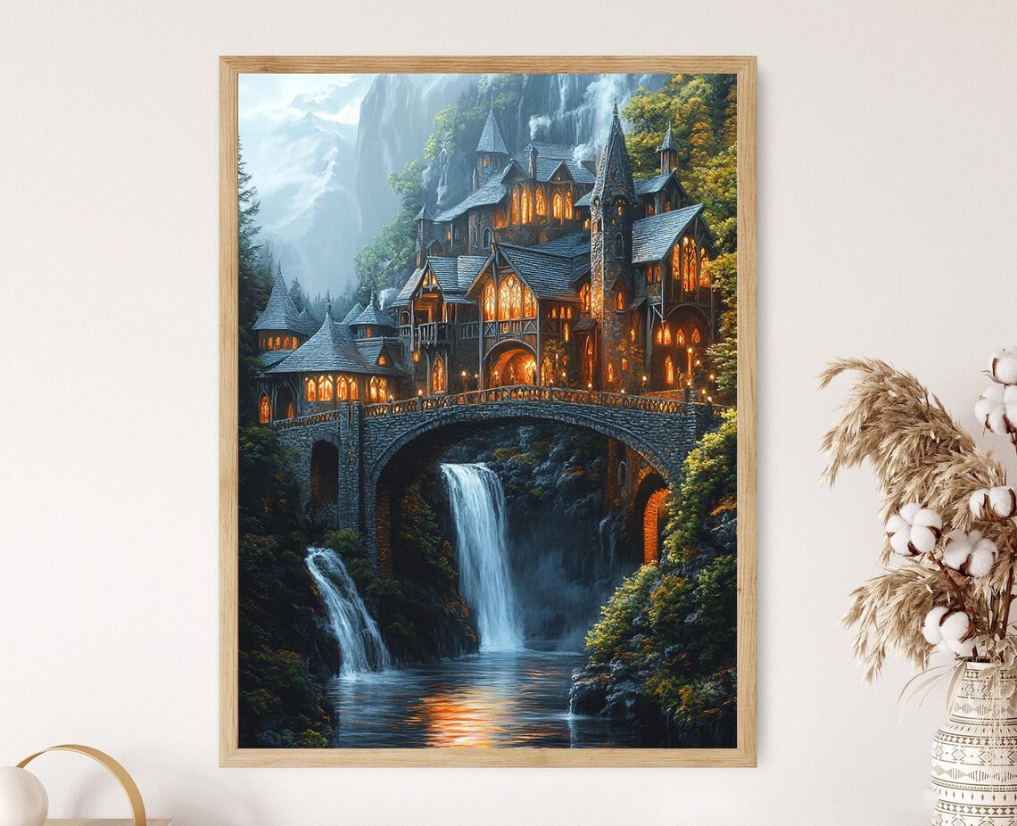 Rivendell At Dawn Fantasy Landscape Art Print