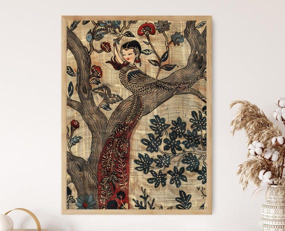 Elegant Kalamkari Print Classic Indian Craftsmanship Living Room Statement Piece Unique Anniversary Gift