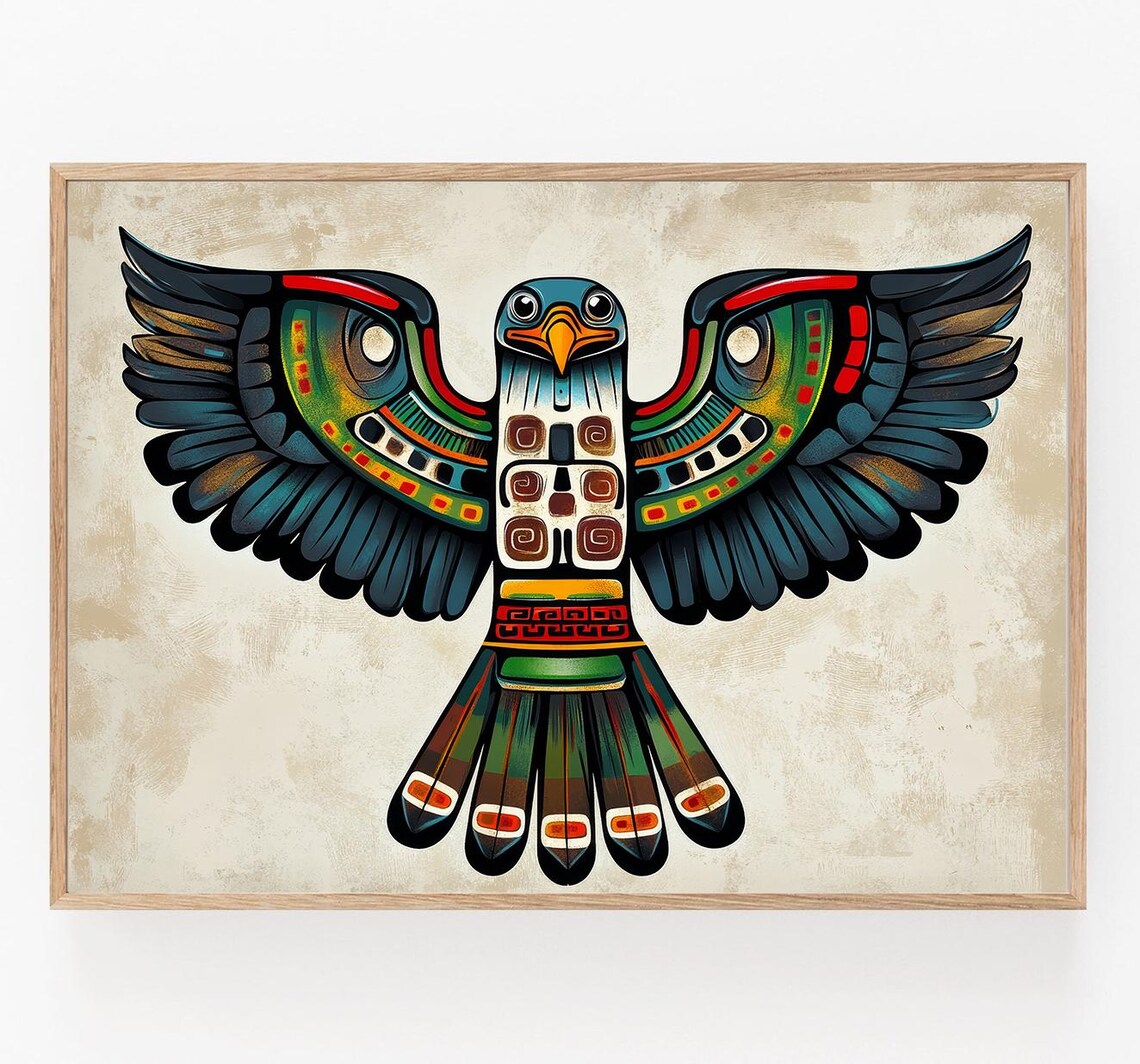 Haida Eagle Totem Art Print, Native Tribal Symbol