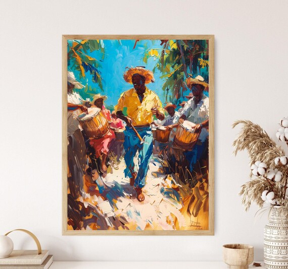 Garifuna Drummers Bluefields Afro Caribbean Dance Music Art Poster