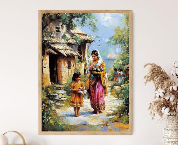 Tamil Nadu Village Print Indian Folksart