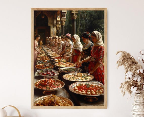 Ottoman Imperial Harem Art Print Topkapi Palace Decor Ramadan Iftar Preparation