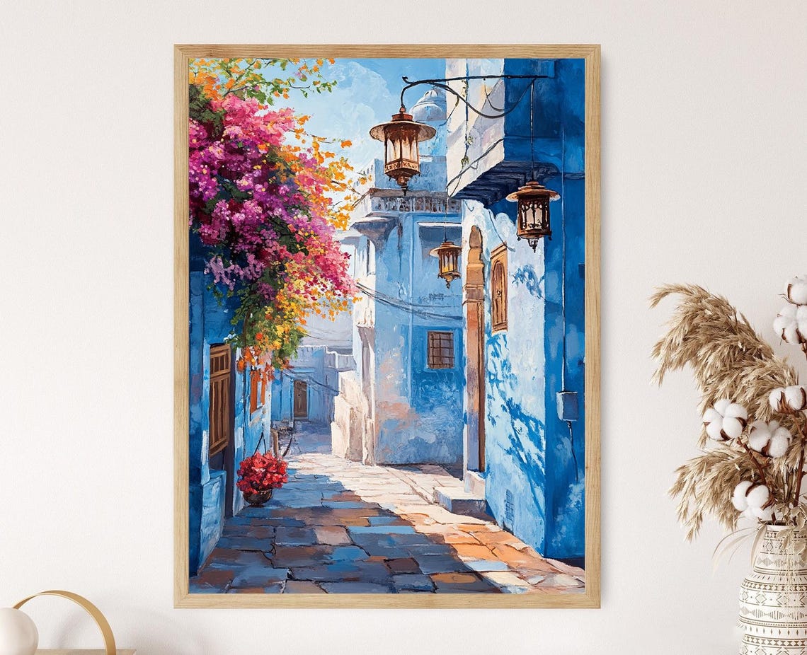 Jodhpur Street Scene Art Print Traditional Indian Decor