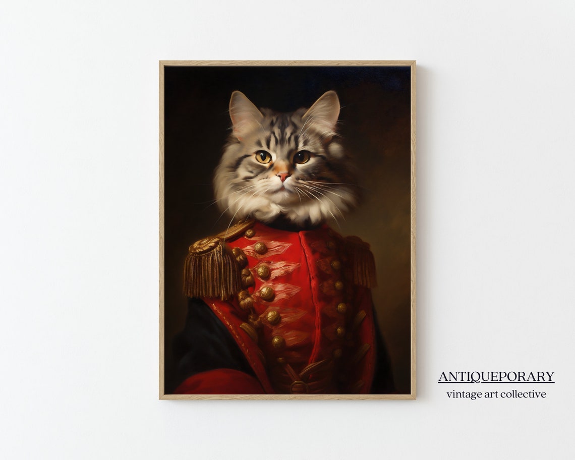 Victorian Animal Portrait Dressed Animal Print Royal Cat Poster Royal Animal Painting Renaissance Animal Portraits Vintage Inspired Art