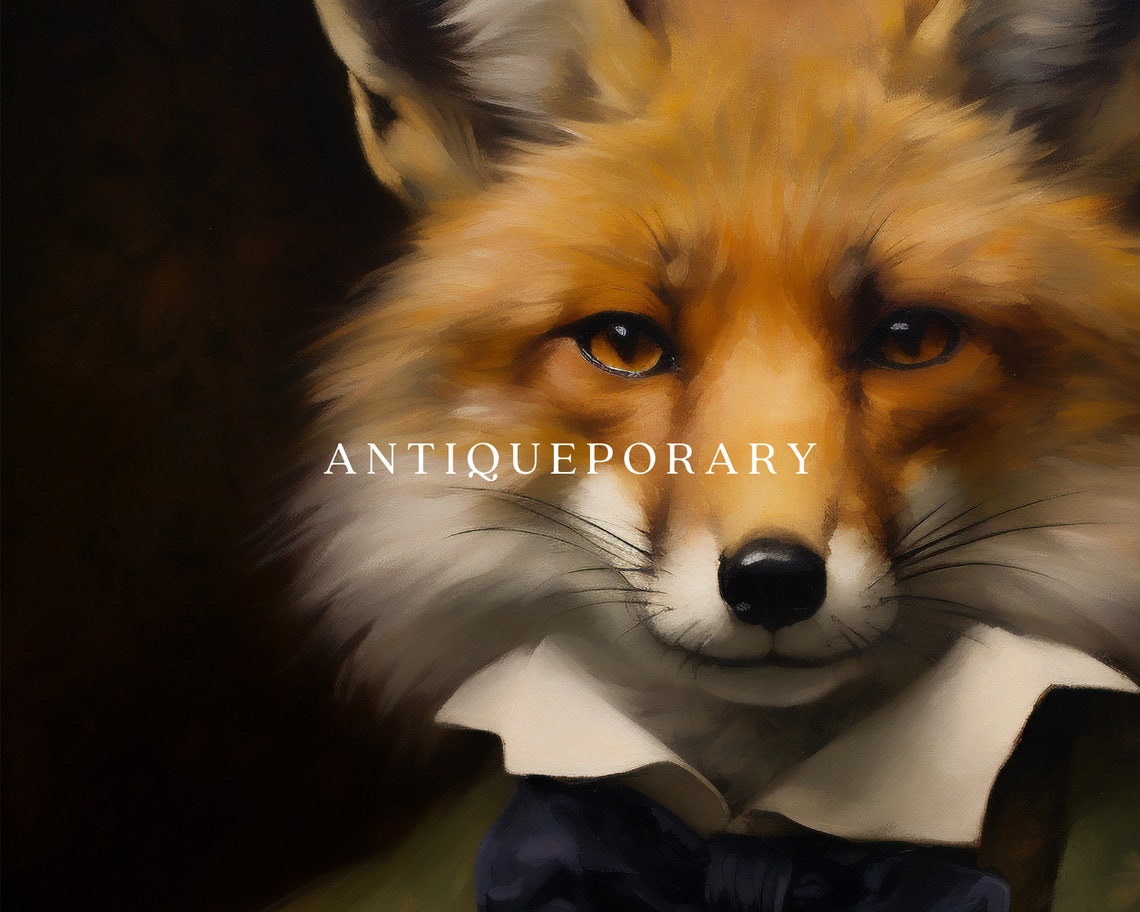 Renaissance Animal Portrait Victorian Animal Portrait Dressed Animal Prints Royal Fox Oil Painting Vintage Style Animal Portrait - Image 3