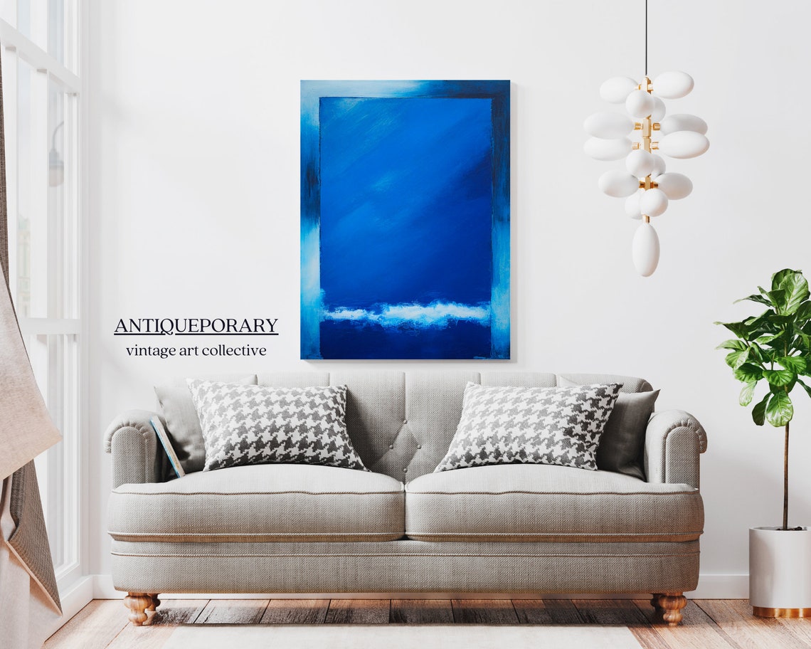 Deep Blue Rectangle Abstract Modern Color Field Minimalist Art Print - Image 5