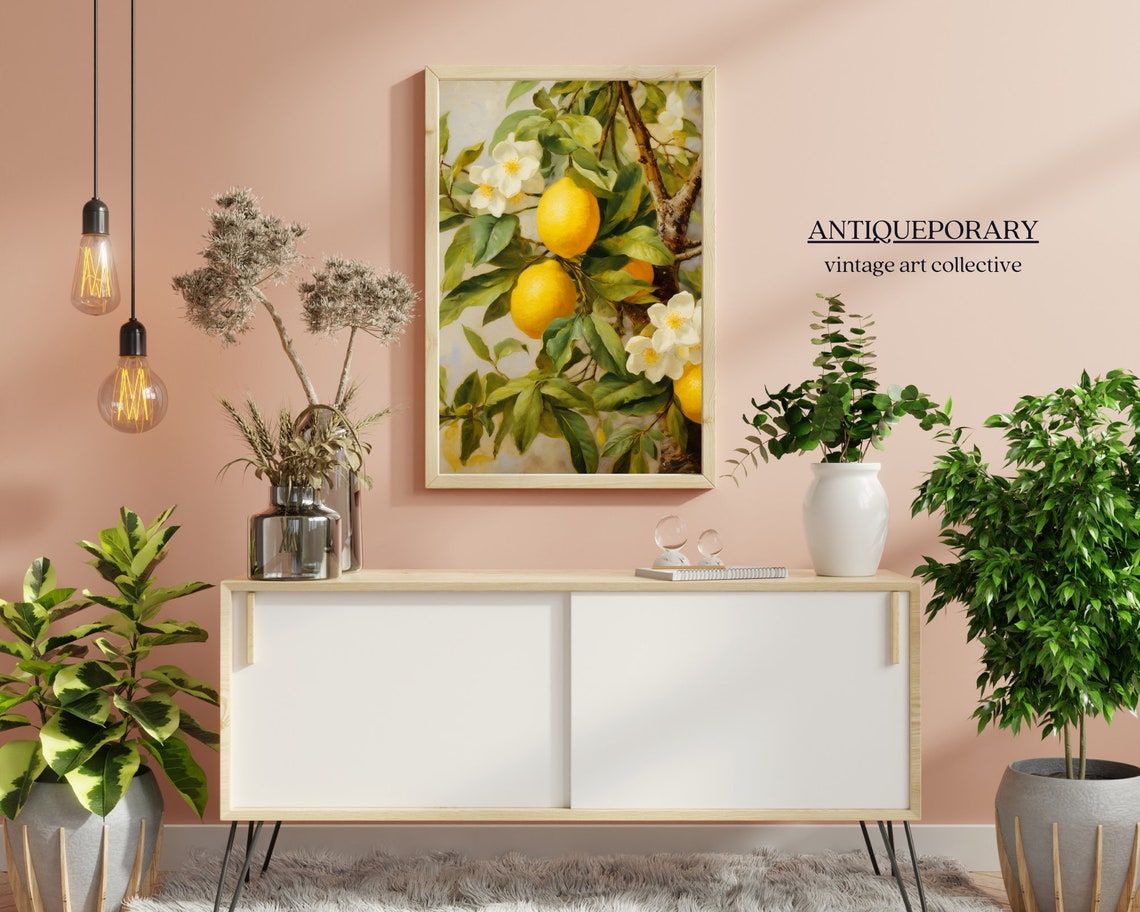 Lemon Tree Branch with Blossoms Botanical Citrus Painting Art Poster - Image 5