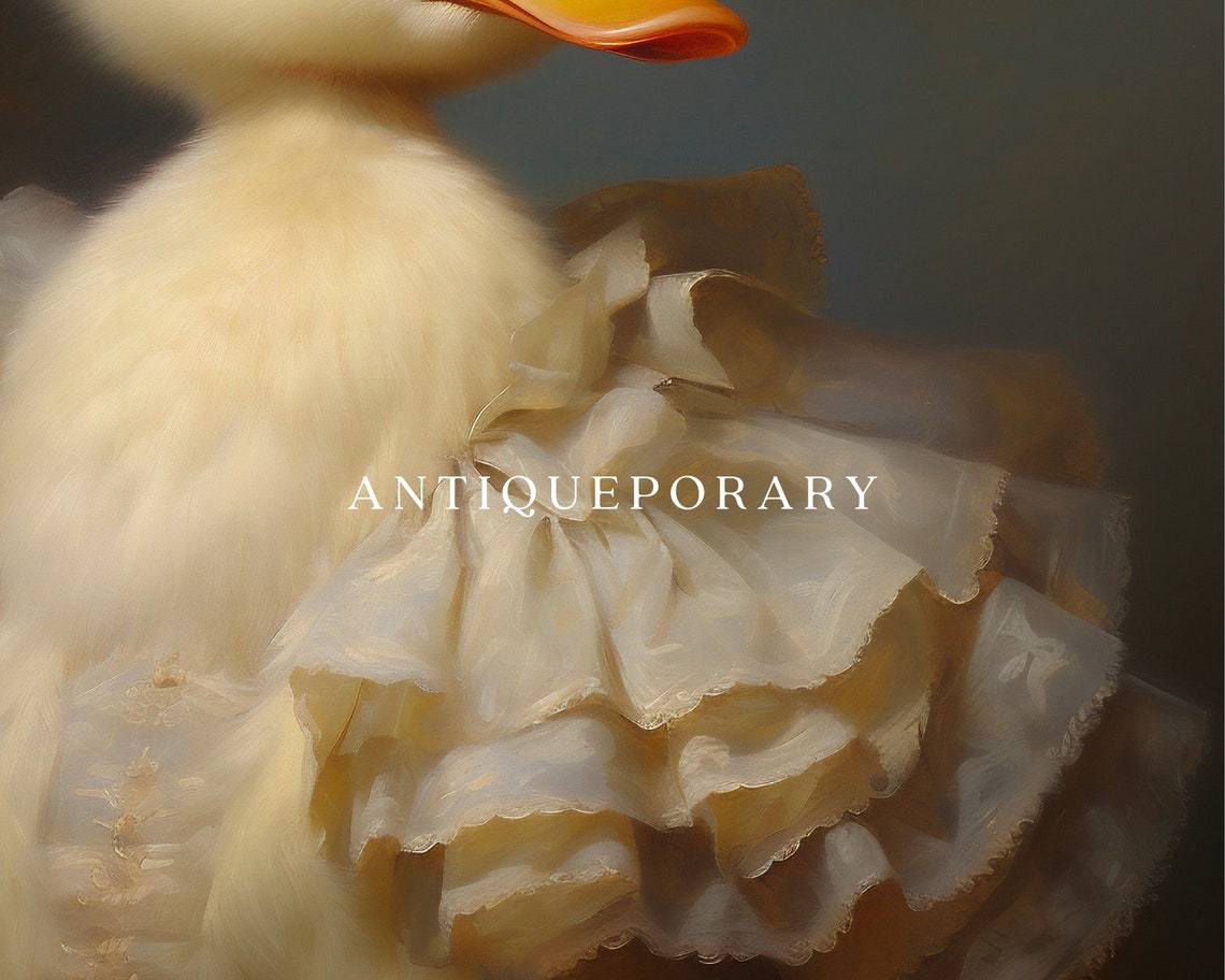 Baby Duck Vintage Portrait Victorian Animal Portrait Dressed Animal Print Cute Farm Animal Renaissance Animal Art Animal Lover Gift - Image 2