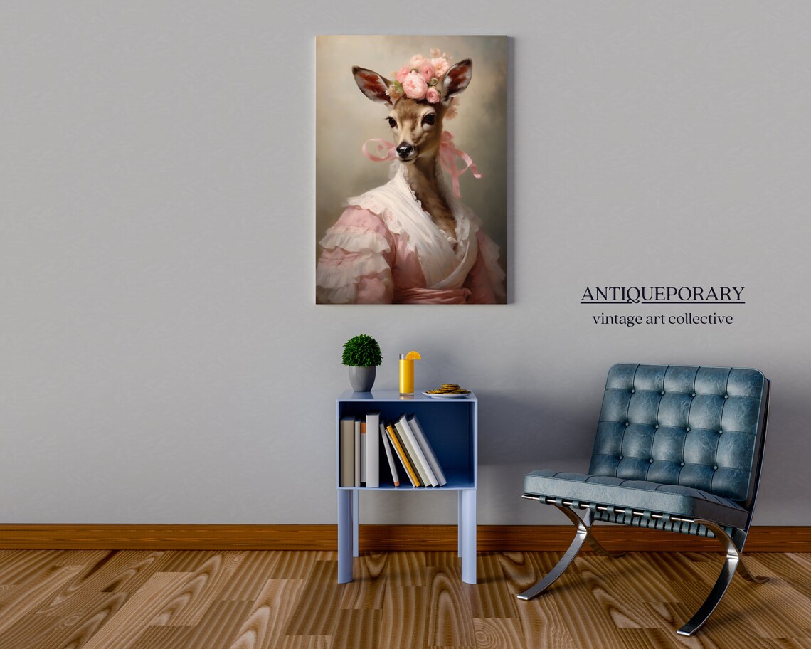 Victorian Animals Portrait Royal Female Deer Vintage Print Renaissance Animal Dark Moody Animal Poster Altered Art Animal Lover Gift - Image 4