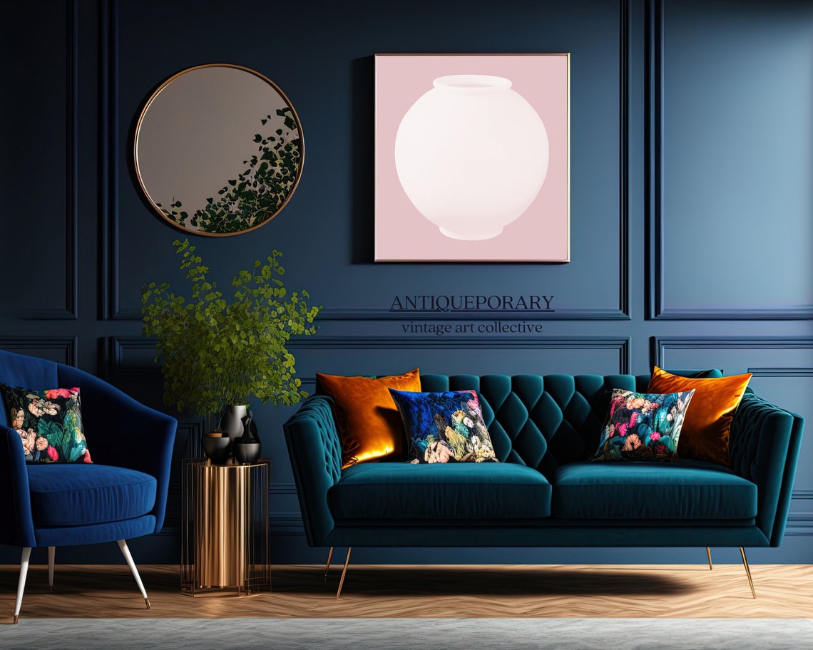 Minimalist White Porcelain Vase on Dusty Pink Abstract Poster - Image 6