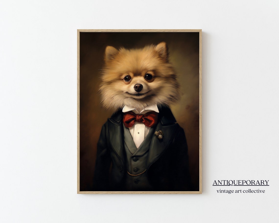 Royal Pomeranian Portrait Victorian Dressed Animal Print Royal Dog Poster Pet Portrait Painting Altered Art Print Vintage Inspired Art