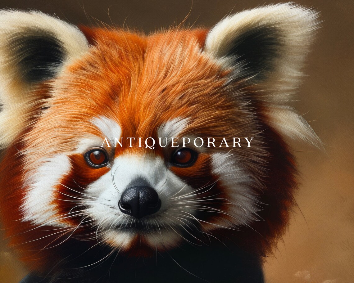 Royal Red Panda in Vintage Coat and Cravat Animal Portrait Poster - Image 3