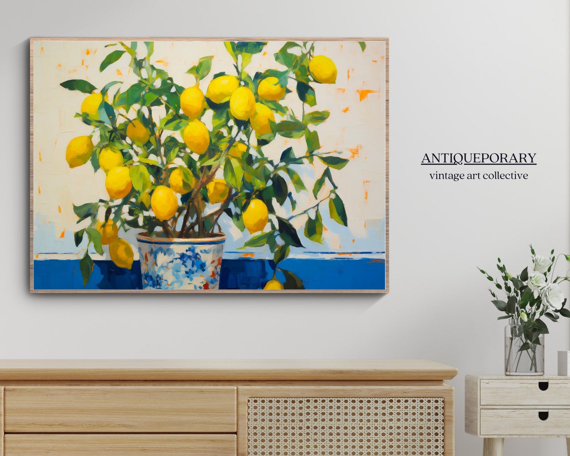Potted Lemon Tree in Blue White Ceramic Pot Bright Kitchen Poster - Image 7