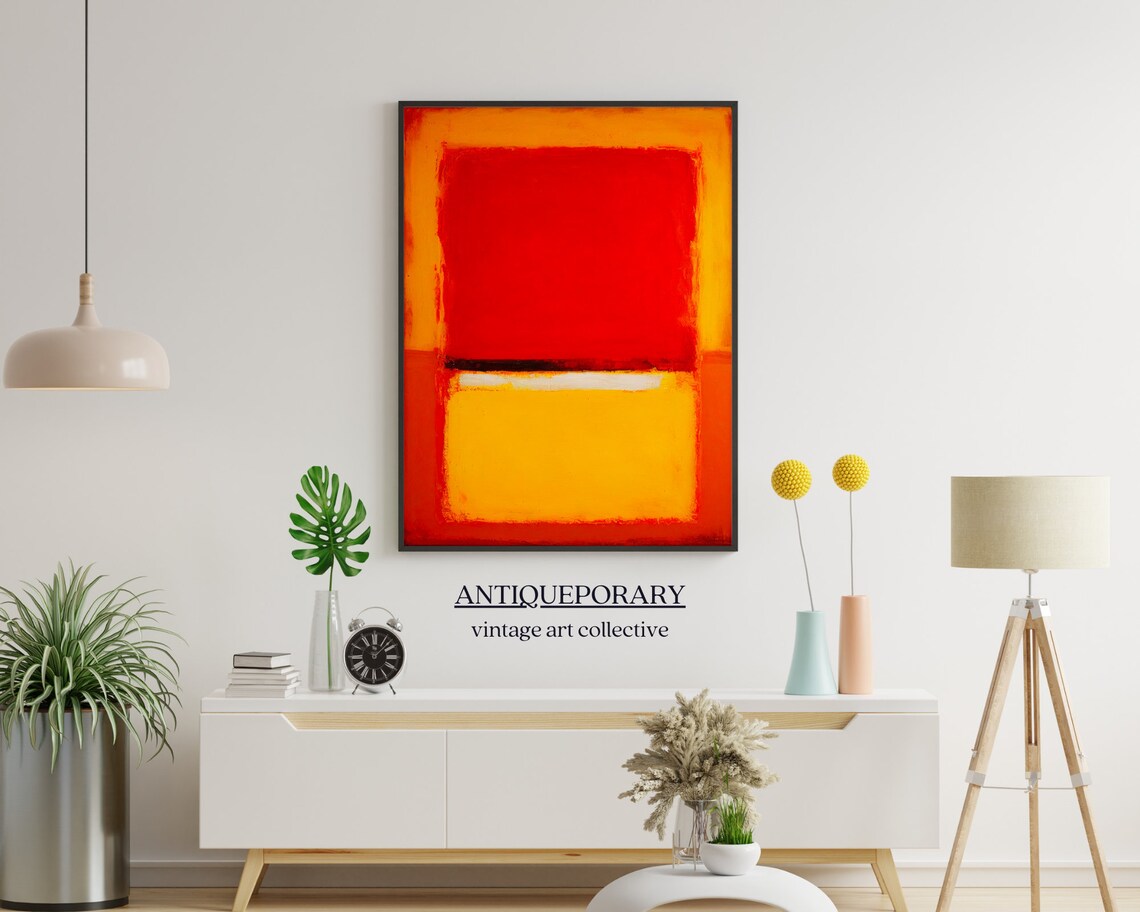 Fiery Red Orange Rectangle Abstract Modern Color Field Art Print - Image 5