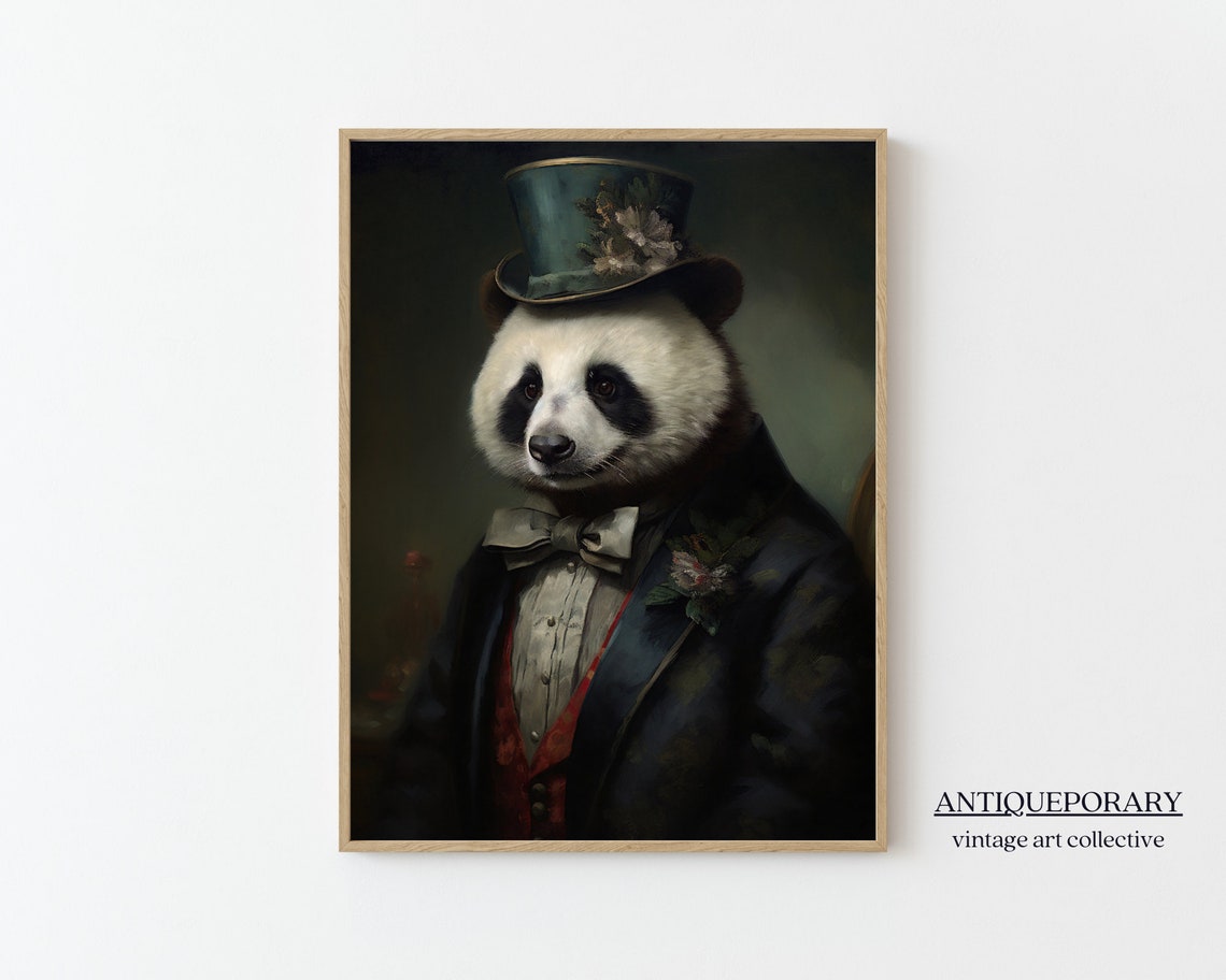 Gentleman Panda in Top Hat and Tailored Suit Animal Portrait Print - Image 5