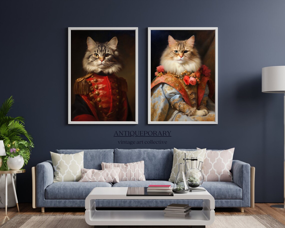 Royal Lady Cat Portrait Roses Pearls Victorian Gown Painting Poster - Image 5