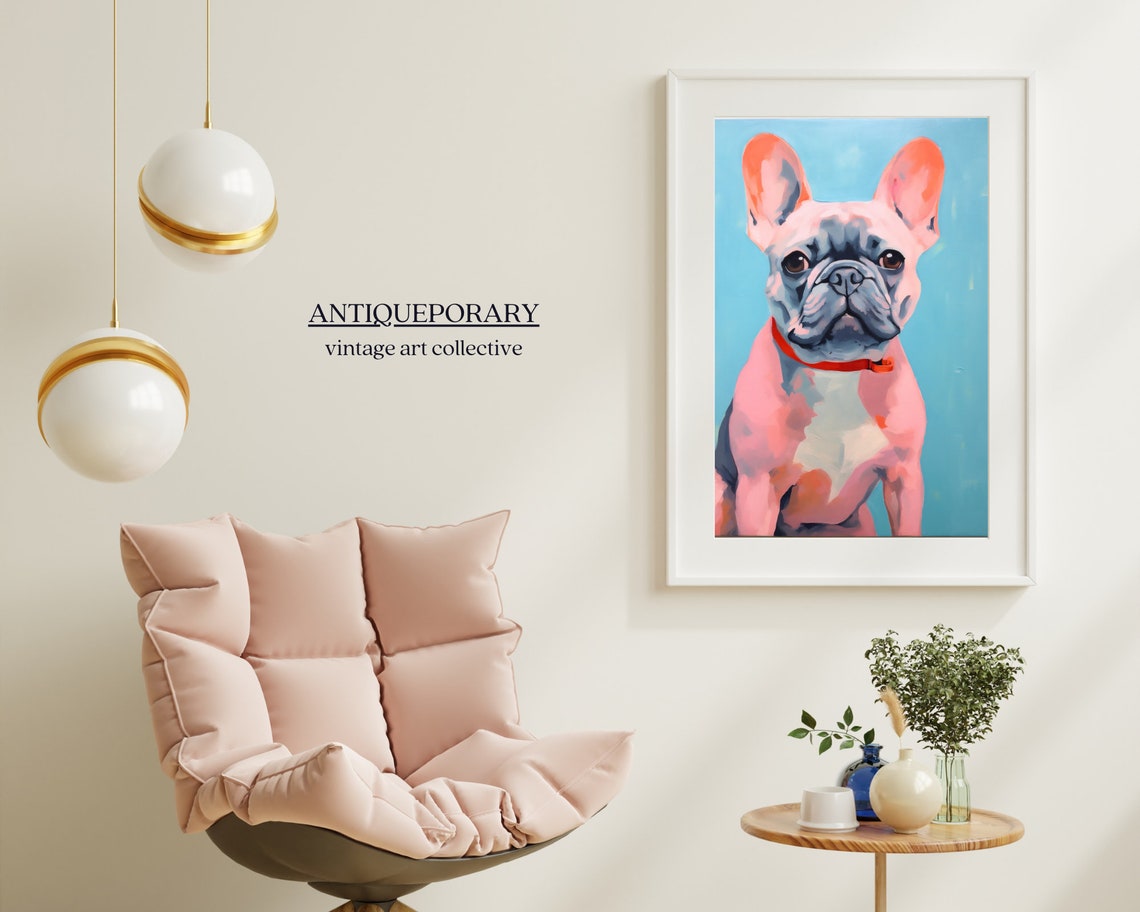 Abstract Dog Painting Dog Portrait Bulldog Painting Retro Pet Portrait Oil Painting Puppy Wall Art Modern Wall Art Animal Lover Gift - Image 6