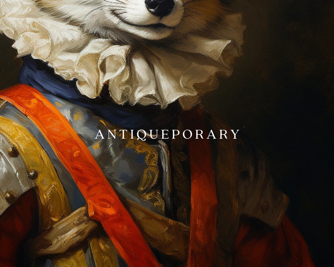 Victorian Animal Portrait Dressed Animal Prints Royal Fox Poster Royal Animal Painting Renaissance Animal Portrait Vintage Inspired Art - Image 2