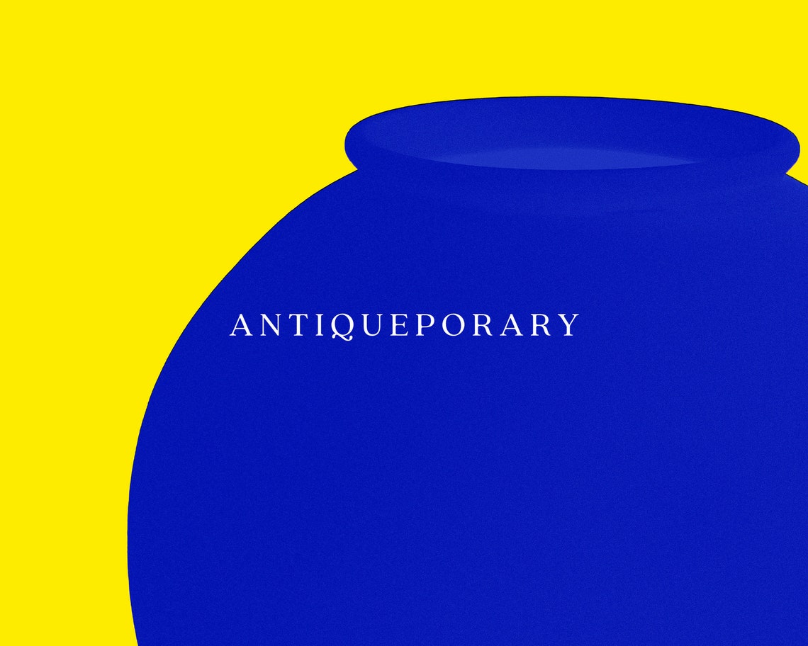 Bold Cobalt Blue Vase Silhouette on Bright Yellow Pop Art Poster - Image 3