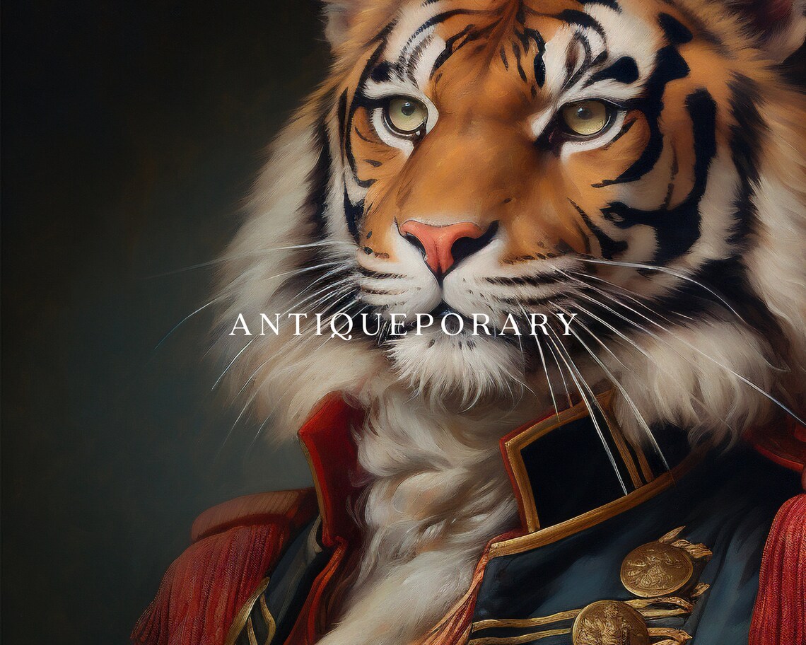 Victorian Animal Portrait Dressed Animal Print Royal Tiger Print Royal Animal Posters Renaissance Animal Portraits Vintage Inspired Art - Image 3