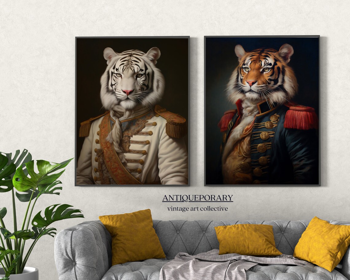 Victorian Animal Portrait Dressed Animal Print Royal Tiger Poster Royal Animal Prints Renaissance Animal Portraits Vintage Inspired Art - Image 4
