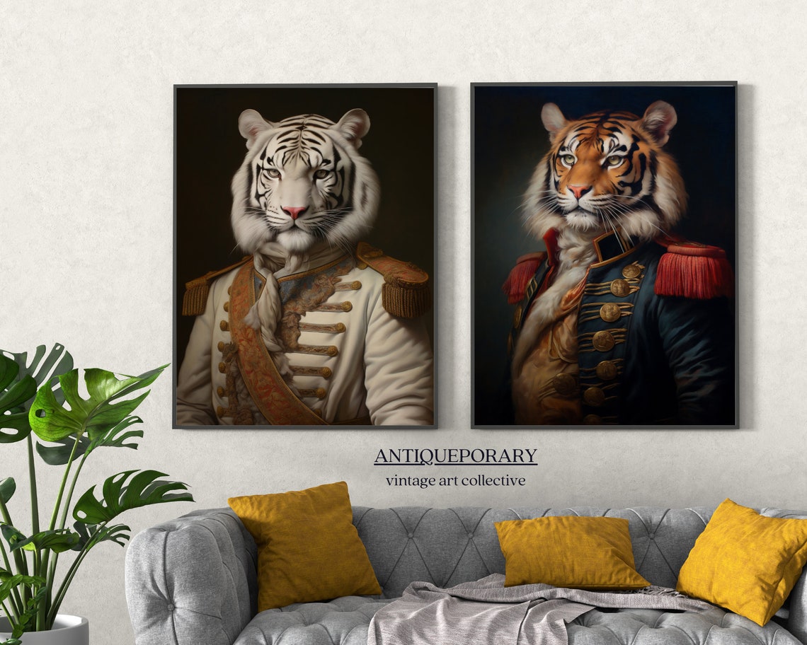 White Tiger Royal Military Uniform Gold Sash Portrait Poster - Image 4