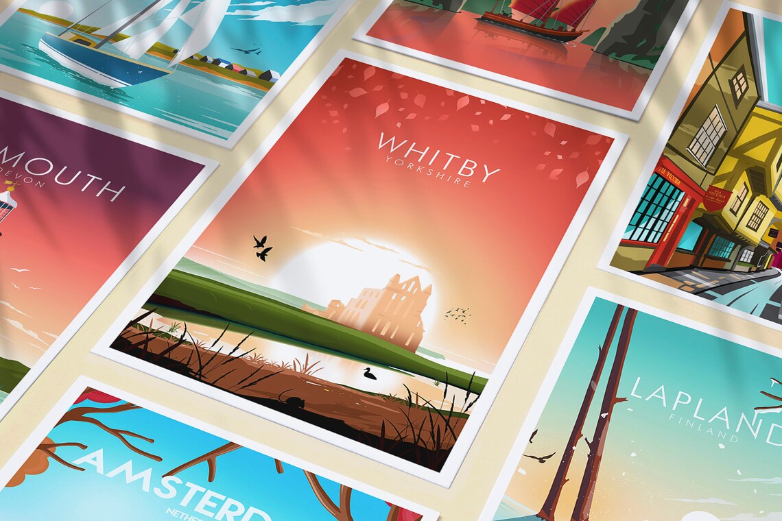 Whitby Abbey Yorkshire Travel Poster Print - Image 3