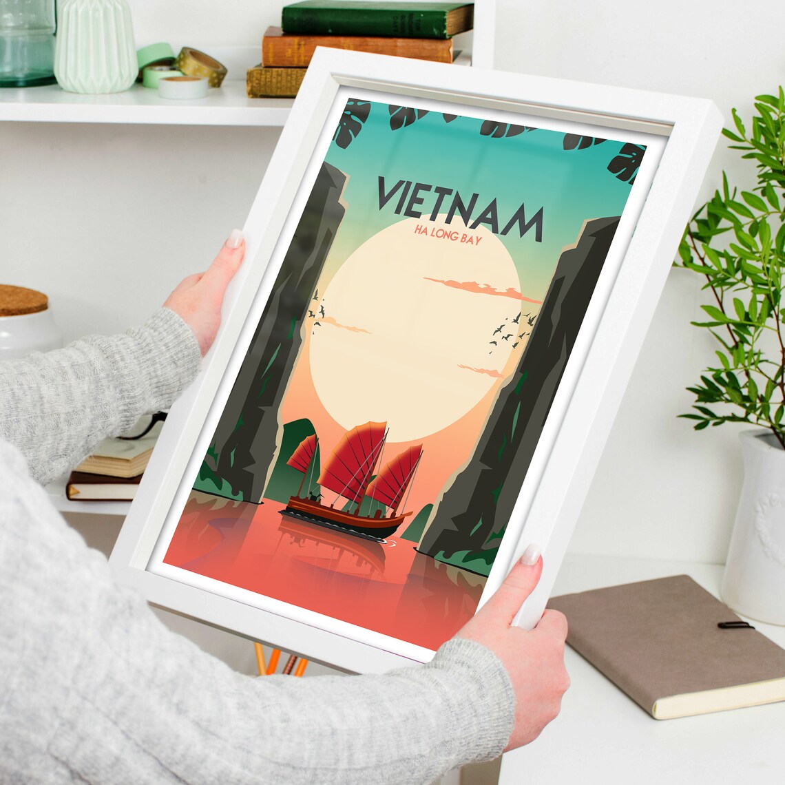 Vietnam Ha Long Bay Travel Poster, Asia Print - Image 3