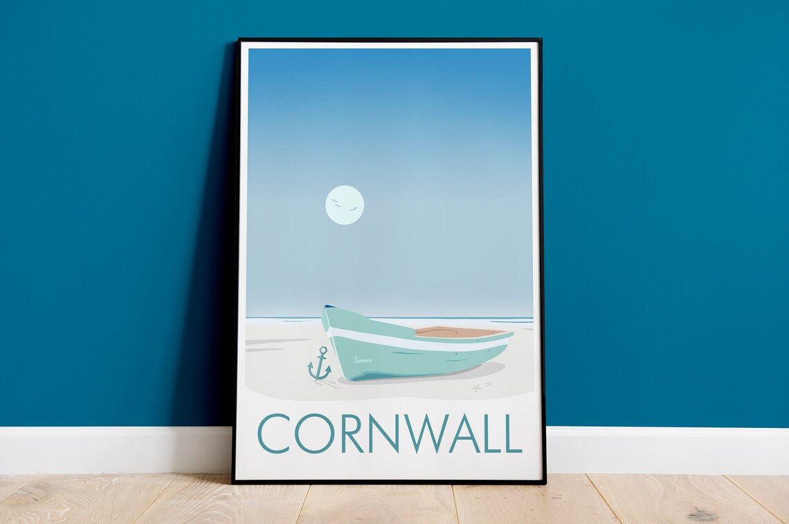 Cornwall Art Print, Abstract Modern Wall Art