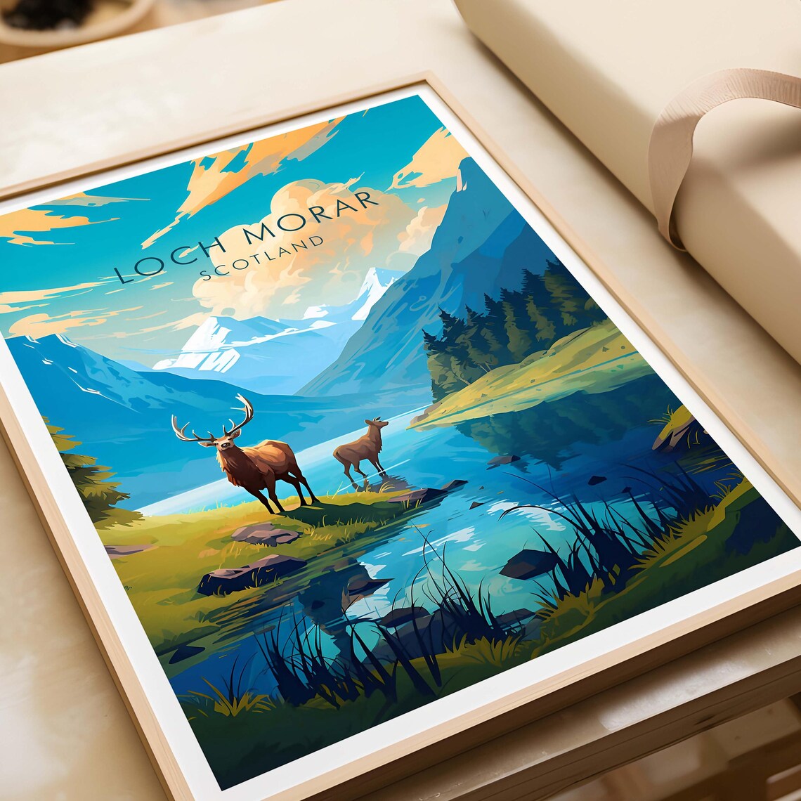 Loch Morar Scotland Deer Lake Mountain Scenic Art Travel Poster - Image 4