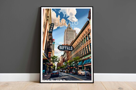 Buffalo New York Downtown Theatre District Street Scene City Poster