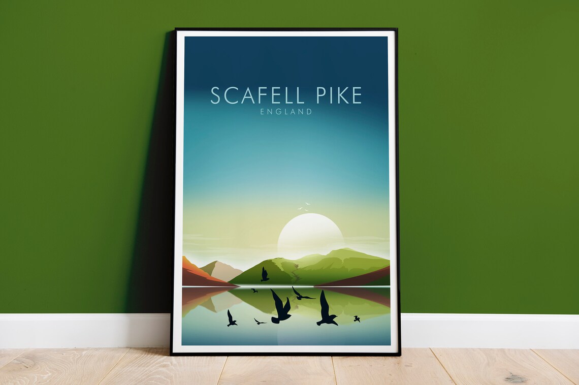 Scafell Pike England Travel Poster, Mountain View