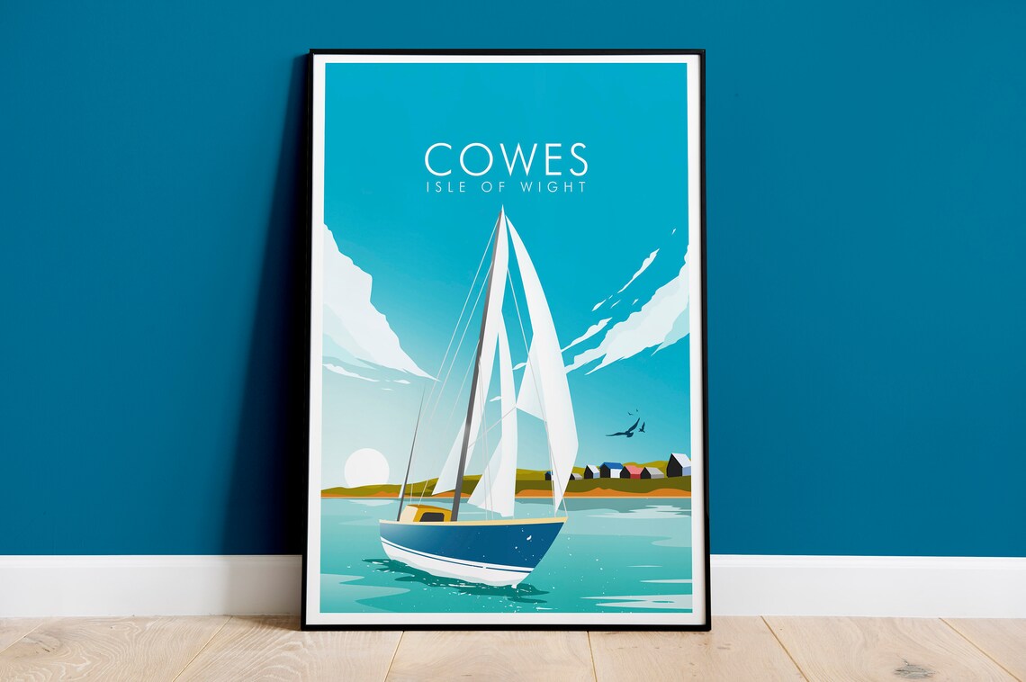 Isle Of Wight Cowes Travel Poster, Coastal Place