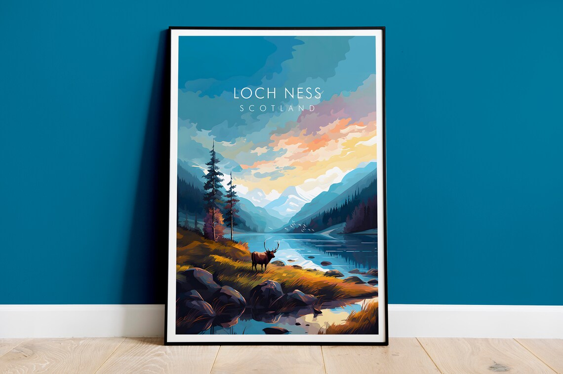 Loch Ness Travel Poster, Scotland Wall Art Print