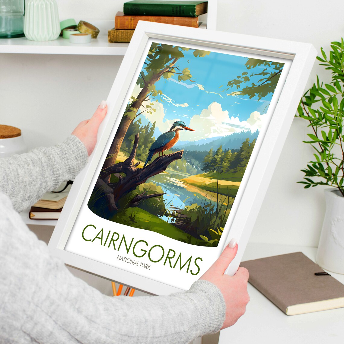 Cairngorms National Park Kingfisher River Wildlife Nature Scenic Poster - Image 4