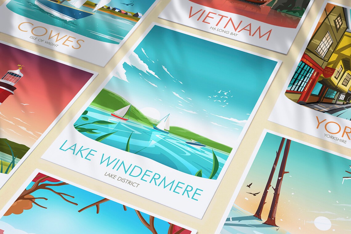 Lake Windermere Lake District Sailing Boats Summer Lake Poster - Image 3