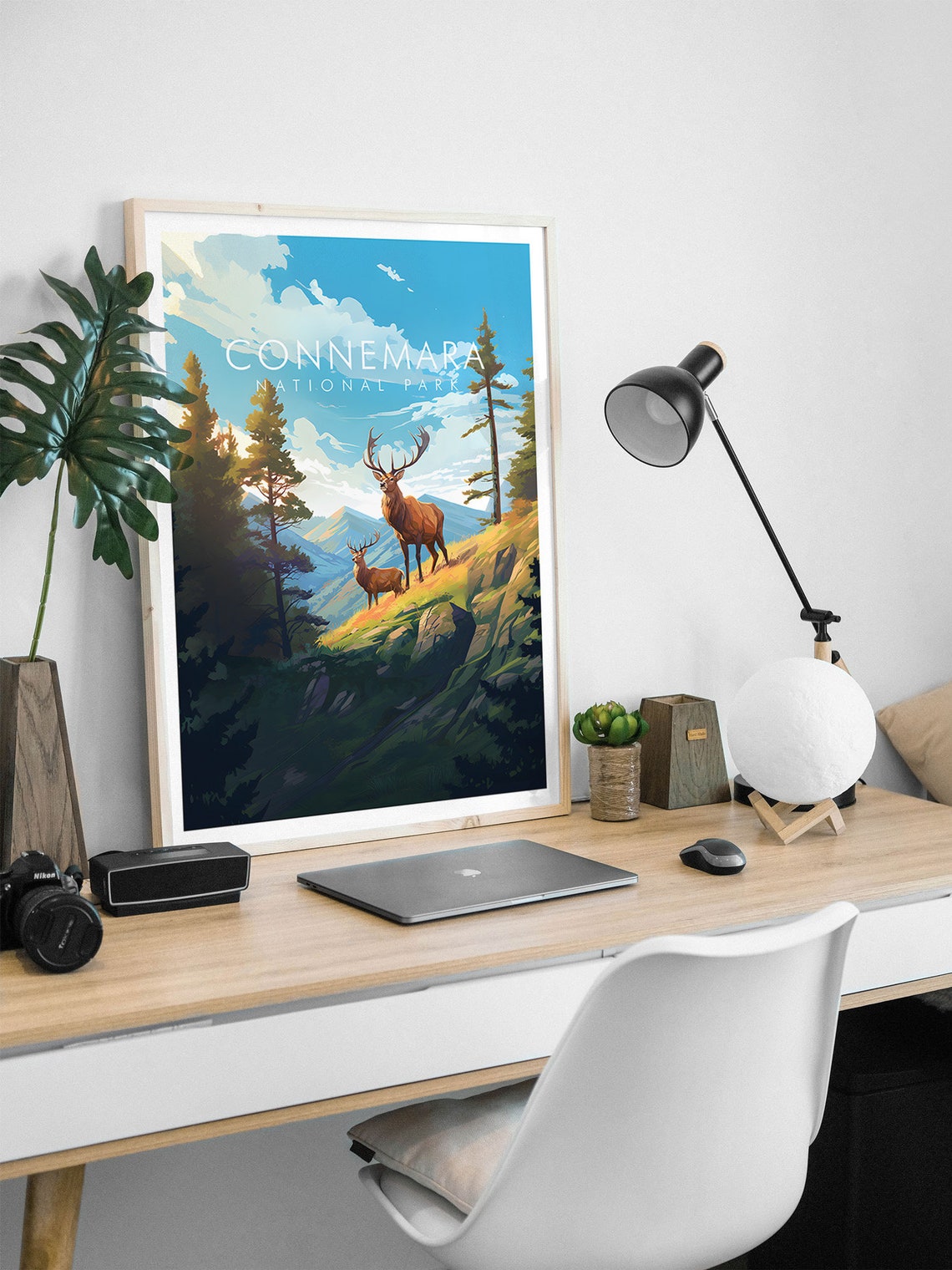 Connemara National Park Ireland Stags Mountain Landscape Art Poster - Image 2