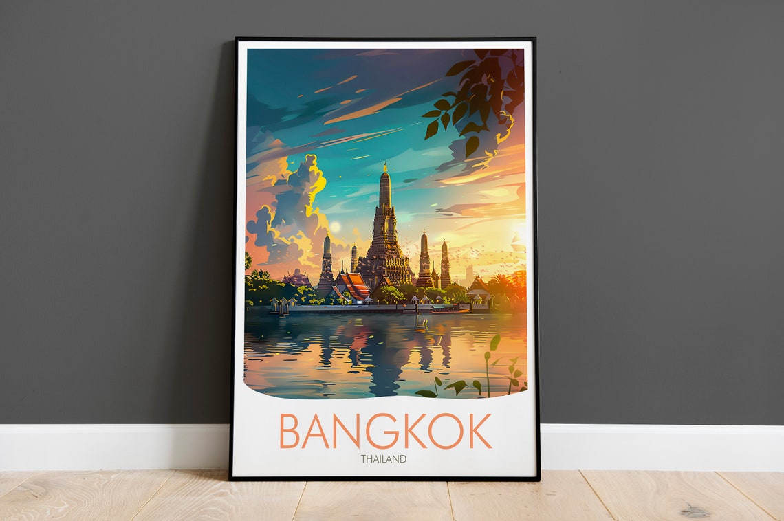 Bangkok Thailand Wat Arun Golden Hour Riverside Temple Poster