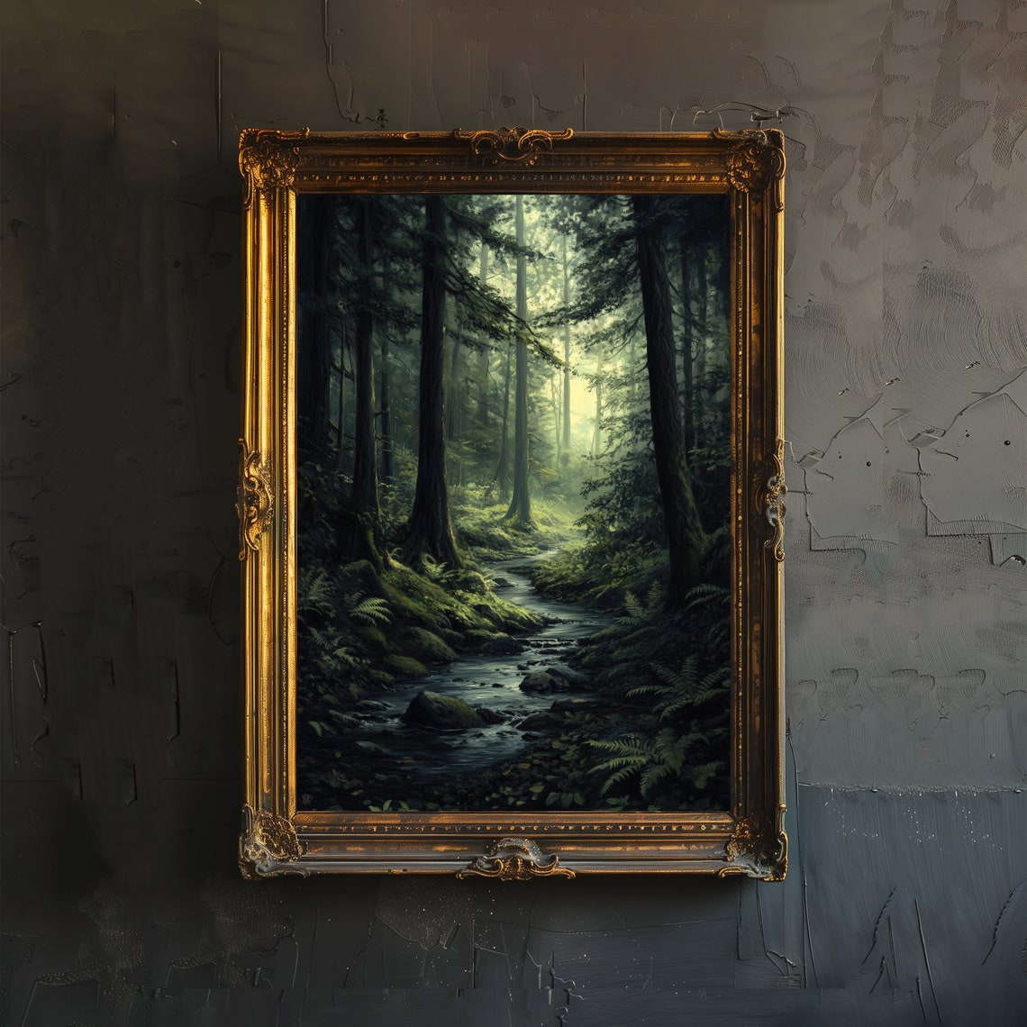 Dark Autumn Forest Print, Vintage Gothic Landscape