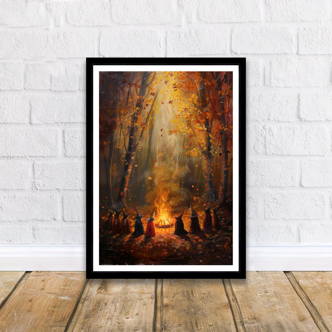 Witches Around The Fire Poster Dark Academia Art Witchy Decor Gothic Home Antique Illustration Victorian Era Rustic Vintage