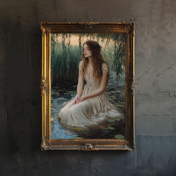 Maiden in White Dress by Lily Pond Willow Romantic Art Poster