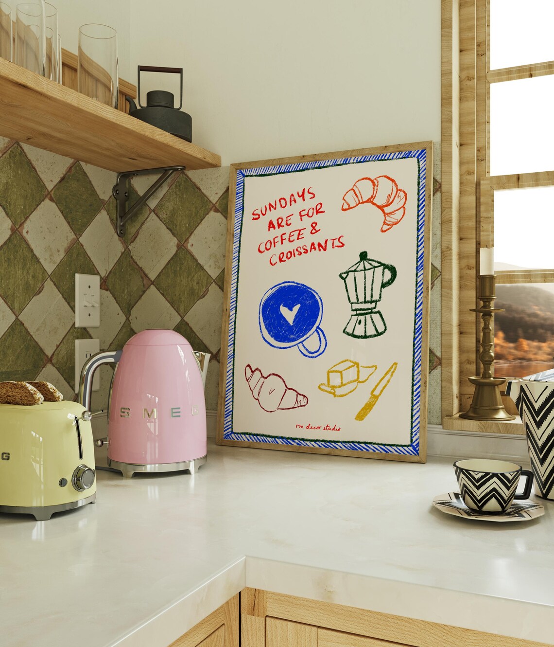 Sundays Are For Coffee And Croissants, Vintage Kitchen