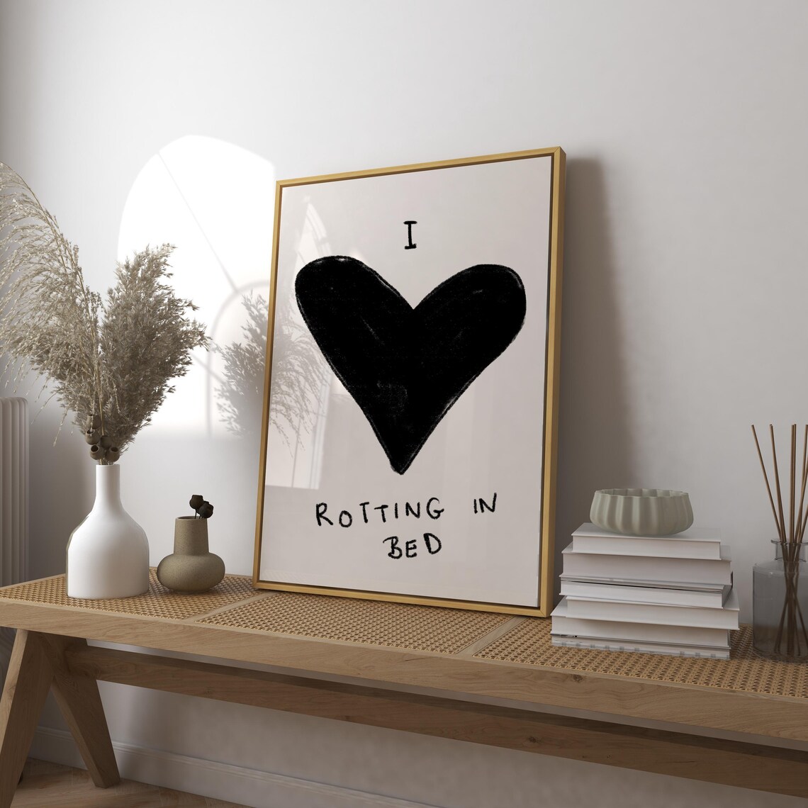 I Love Rotting In Bed Retro Heart Art Print - Image 2
