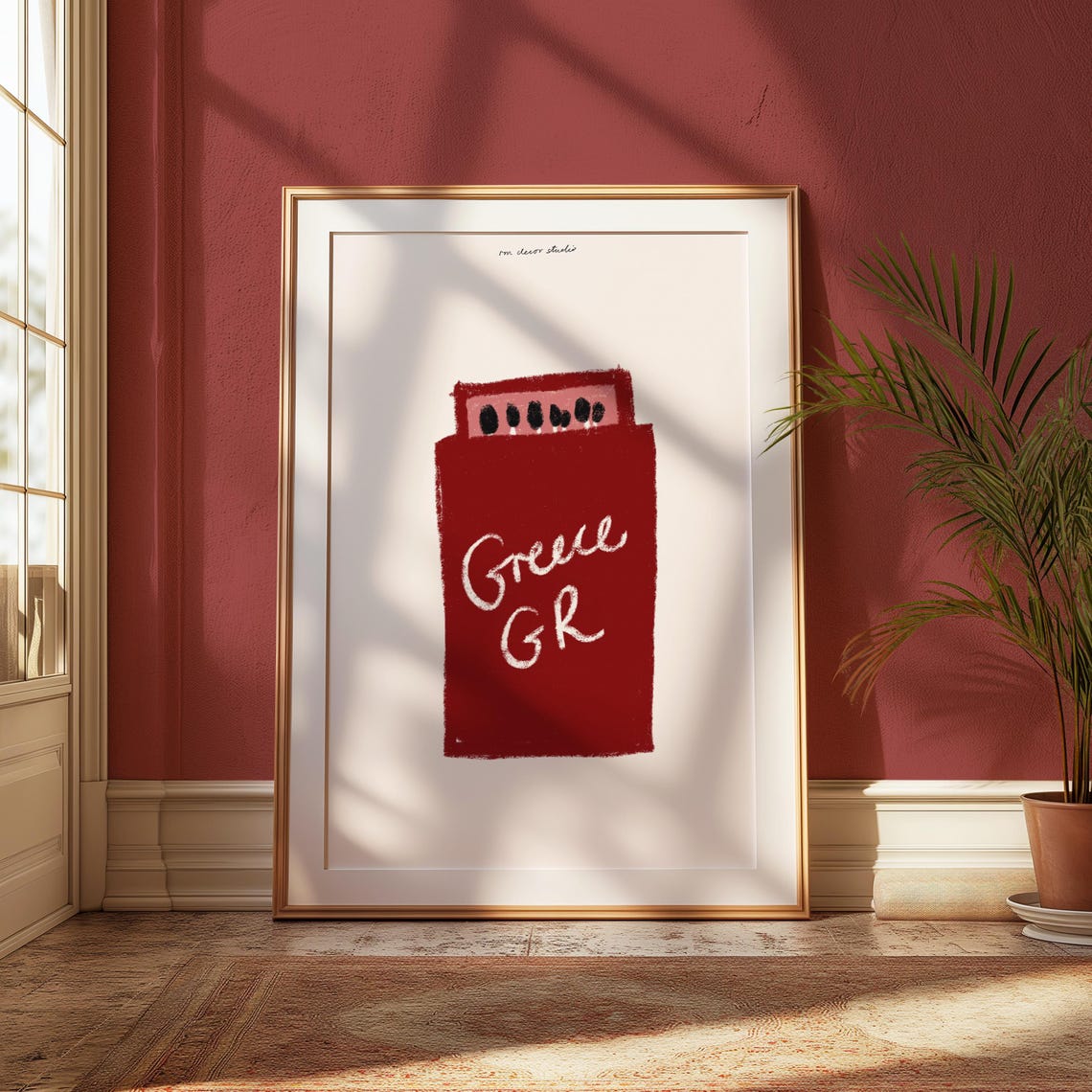 Greece GR Red Matchbox Vintage Trendy Travel Souvenir Art Poster