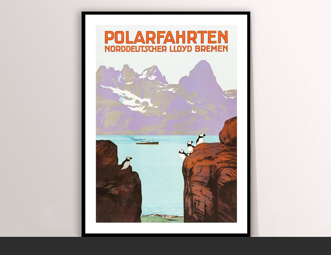Polarfahrten Norddeutscher Lloyd Bremen Arctic Cruise Travel Poster