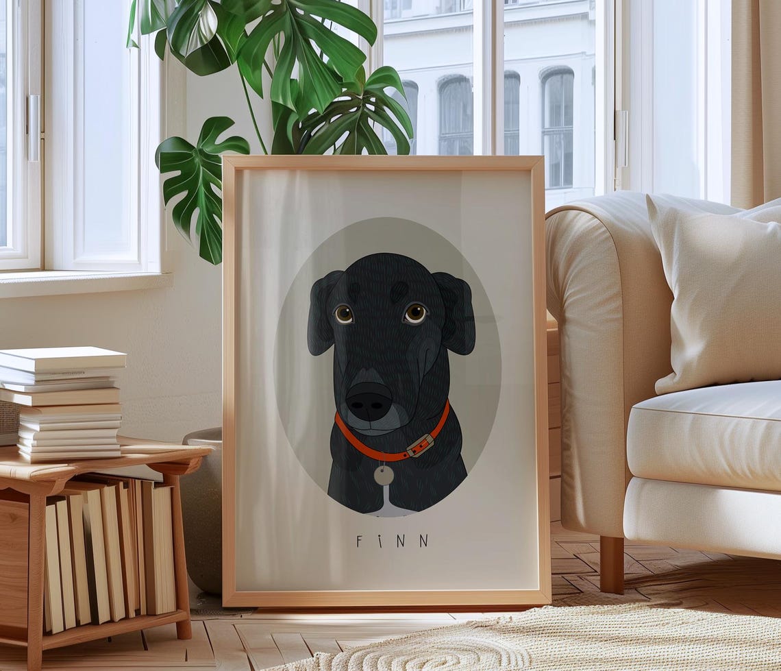 Delilah Brown and White Pit Bull Named Dog Portrait Custom Poster - Image 2