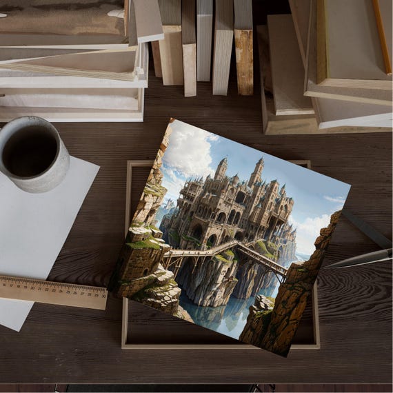 Castle Fantasy Wall Print Magical Landscape Decor Enchanted Kingdom Poster Fairytale Scene Dreamy Castle Art