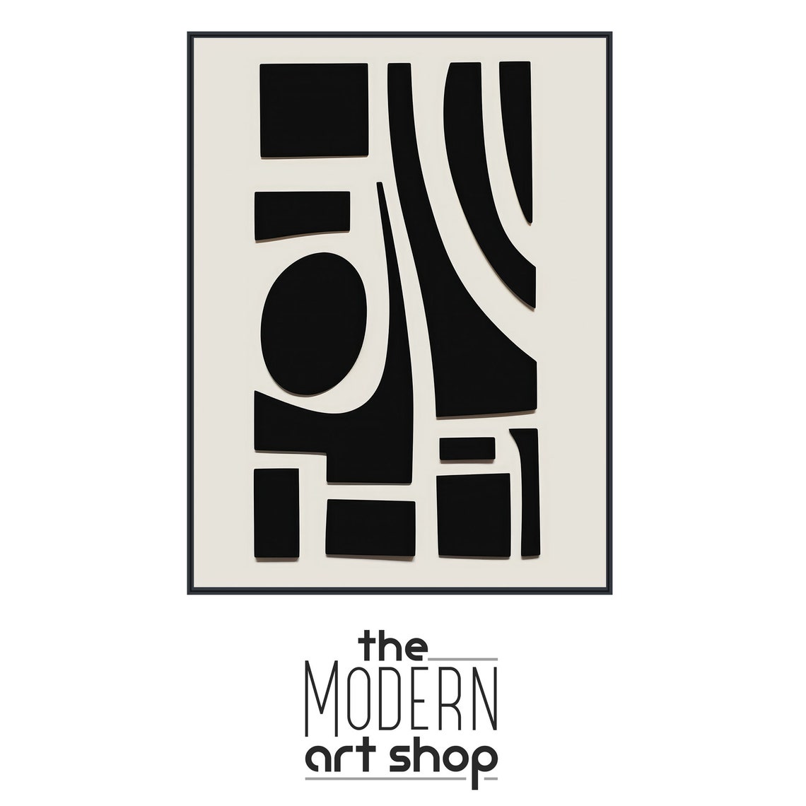 Black and White Doodle Shapes Minimalist Geometric Abstract Poster - Image 4