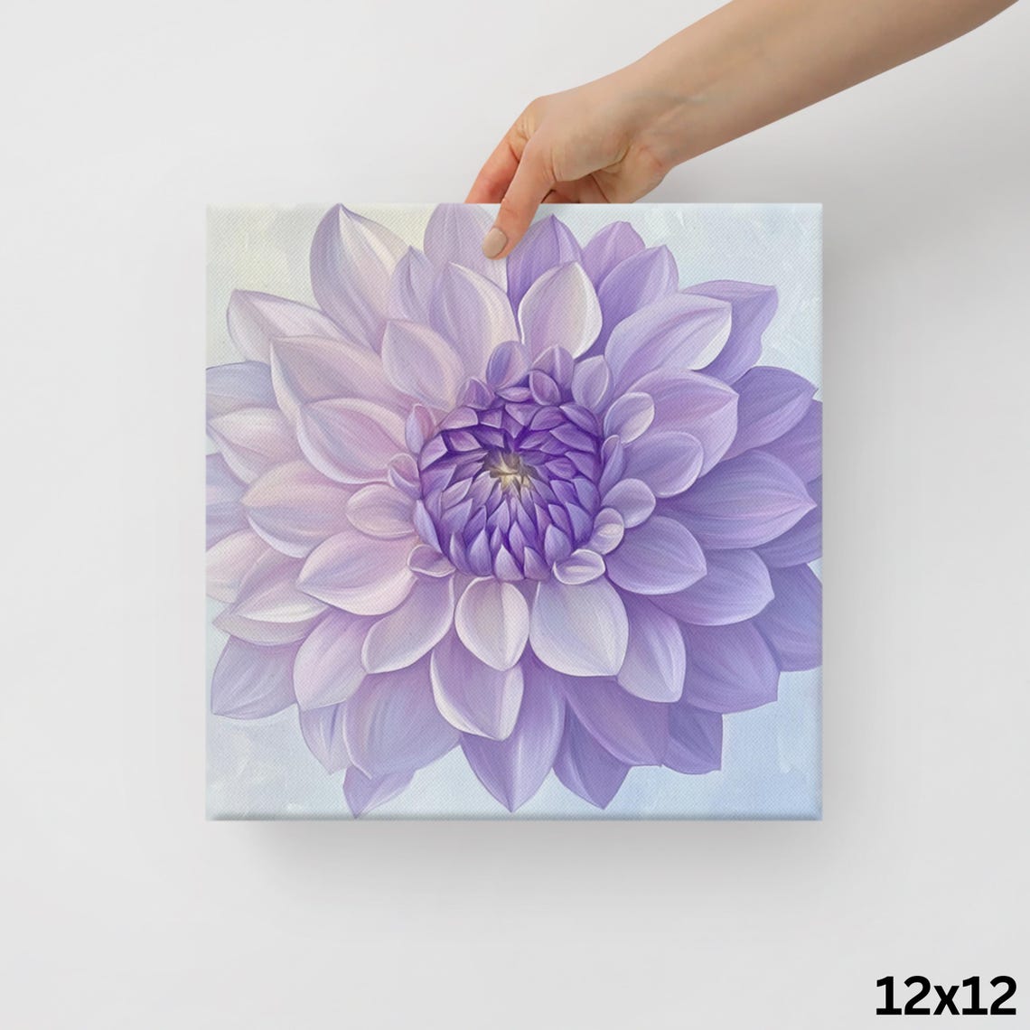 Purple Dahlia Bloom Macro Layered Petals Soft Lilac Floral Print - Image 2