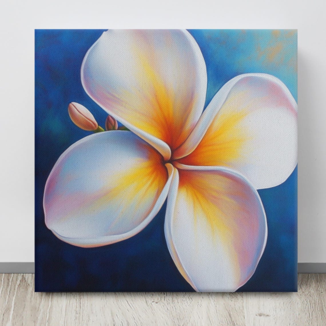 Plumeria Frangipani Bloom Deep Blue Bold Tropical Flower Poster - Image 4